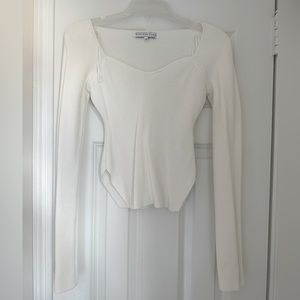 White fitted white long sleeve shirt